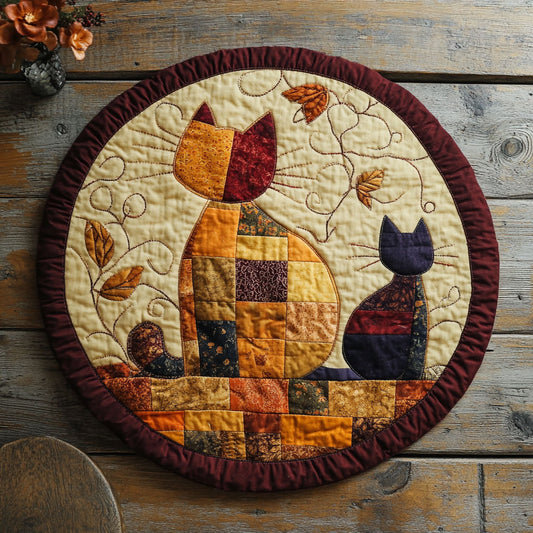 Cat Patchwork WU2503080CL Quilted Round Mat