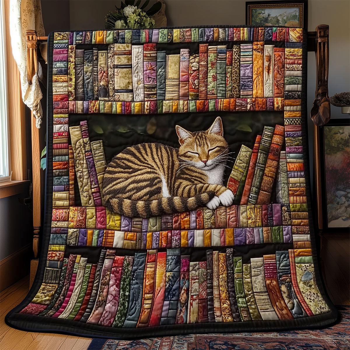 Cat Sleeping And Books YR0602005CL Quilt