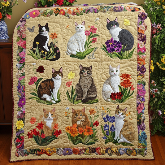 Cats Among Flowers YR3112038CL Quilt