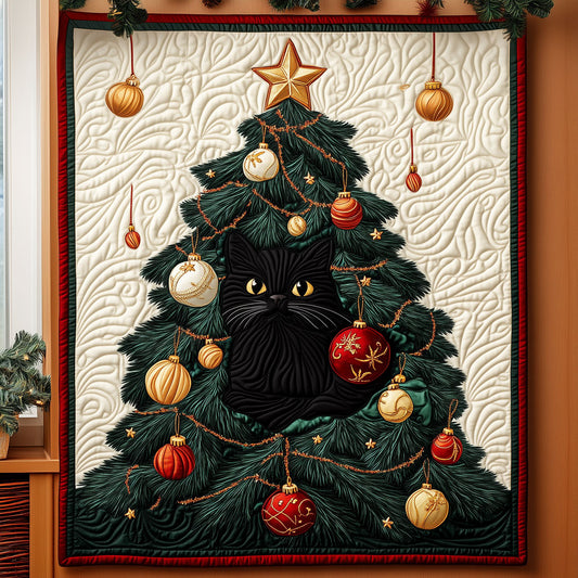 Whimsical Cat With Among Christmas Tree XK0811004CL Quilt