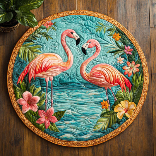 Flamingo Hug CM0905002CL Quilted Round Mat