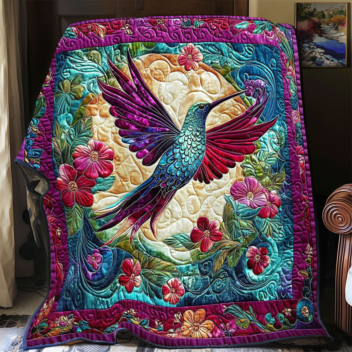 Hummingbird In Night Garden WY3112020CL Quilt