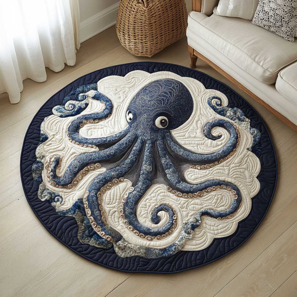 Ocean Octopus WN1803098CL Quilted Round Mat