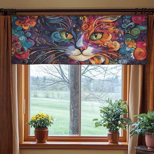 Cat Swirl Magic WN1806032CL Quilted Valance