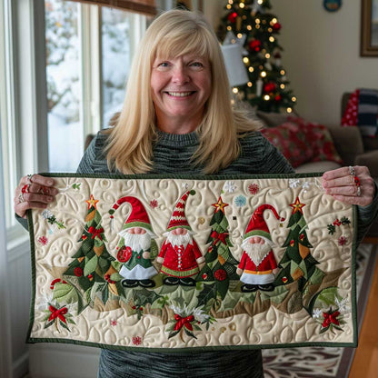 Christmas Tree Gnome WP1810018CL Quilted Table Runner