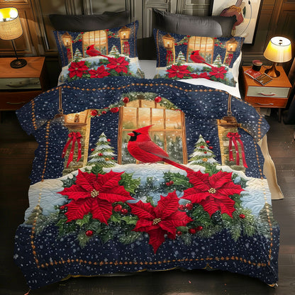 Christmas Cardinal Bird WJ2711033CL Duvet Cover Set