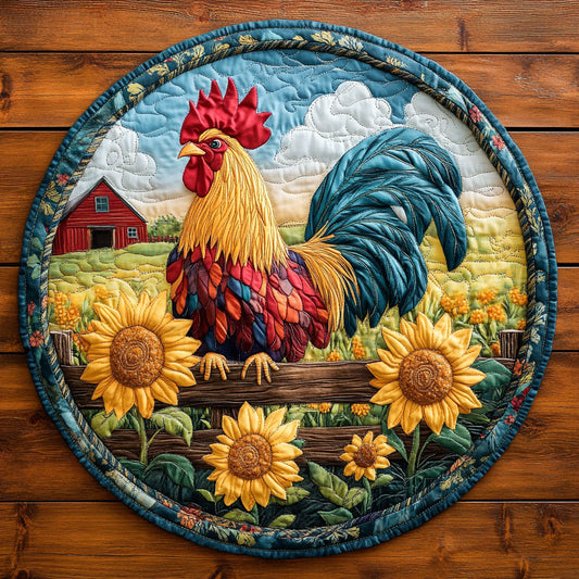Chicken Sunflower WX1505006CL Quilted Round Mat