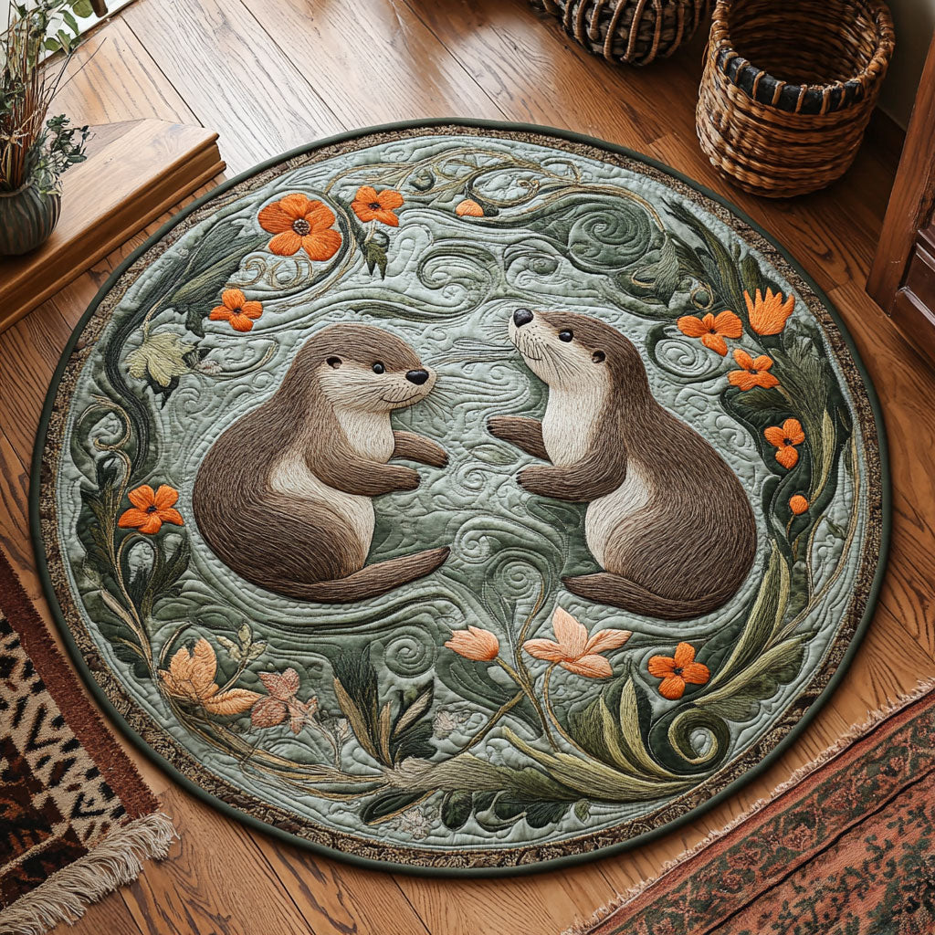 Sea Otter Lover WY2805039CL Quilted Round Mat