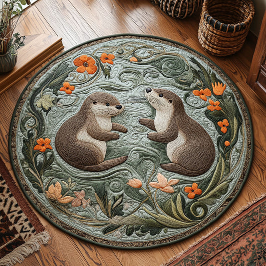Sea Otter Lover WY2805039CL Quilted Round Mat