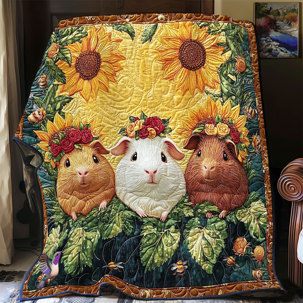 Sunflower Guinea Pig WY2312062CL Quilt