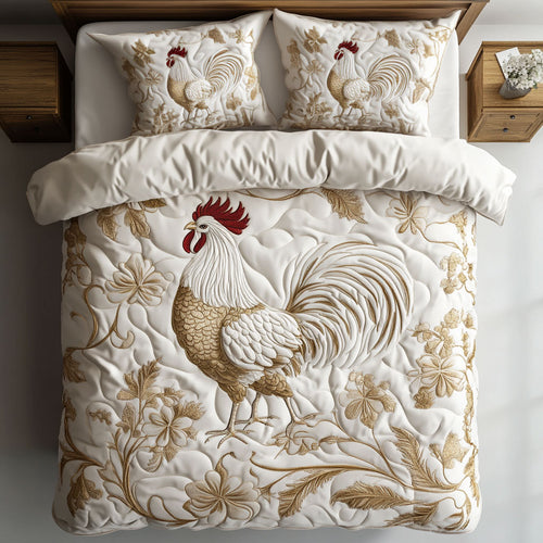 Majestic White Rooster WY2402024CL Duvet Cover Set