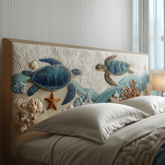 Coastal Sea Turtle XR1712008CL Quilted Headboard Slipcover