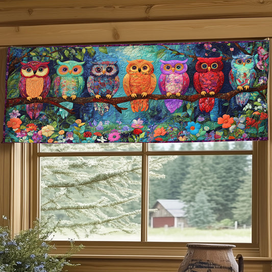 Colorful Owls WY0705053CL Quilted Valance