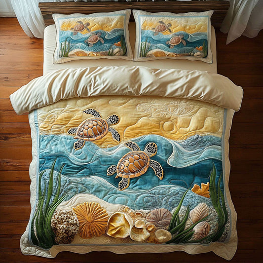 Sunset Beach Turtle WY2006048CL Duvet Cover Set