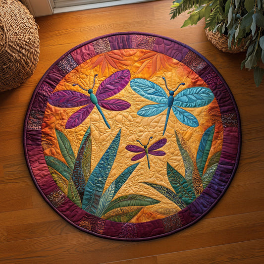 Vibrant Dragonfly Family WY1706069CL Quilted Round Mat