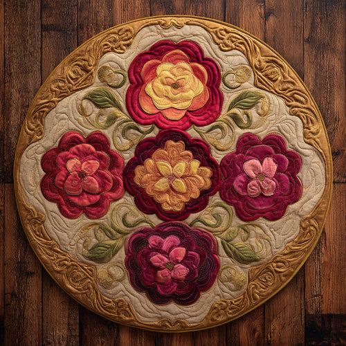 Golden Amber Rose CW1308026CL Quilted Round Mat