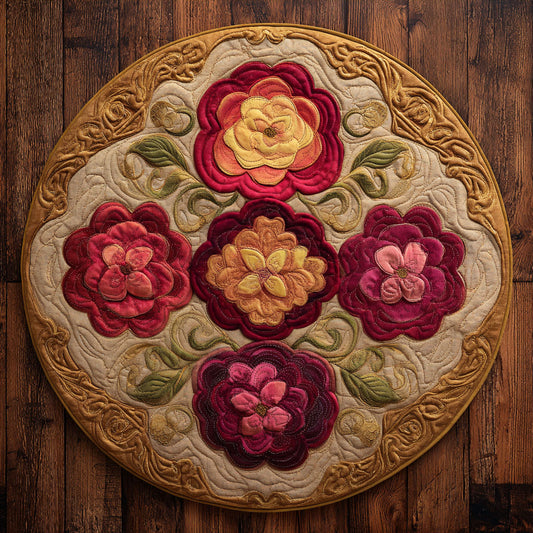 Golden Amber Rose CW1308026CL Quilted Round Mat