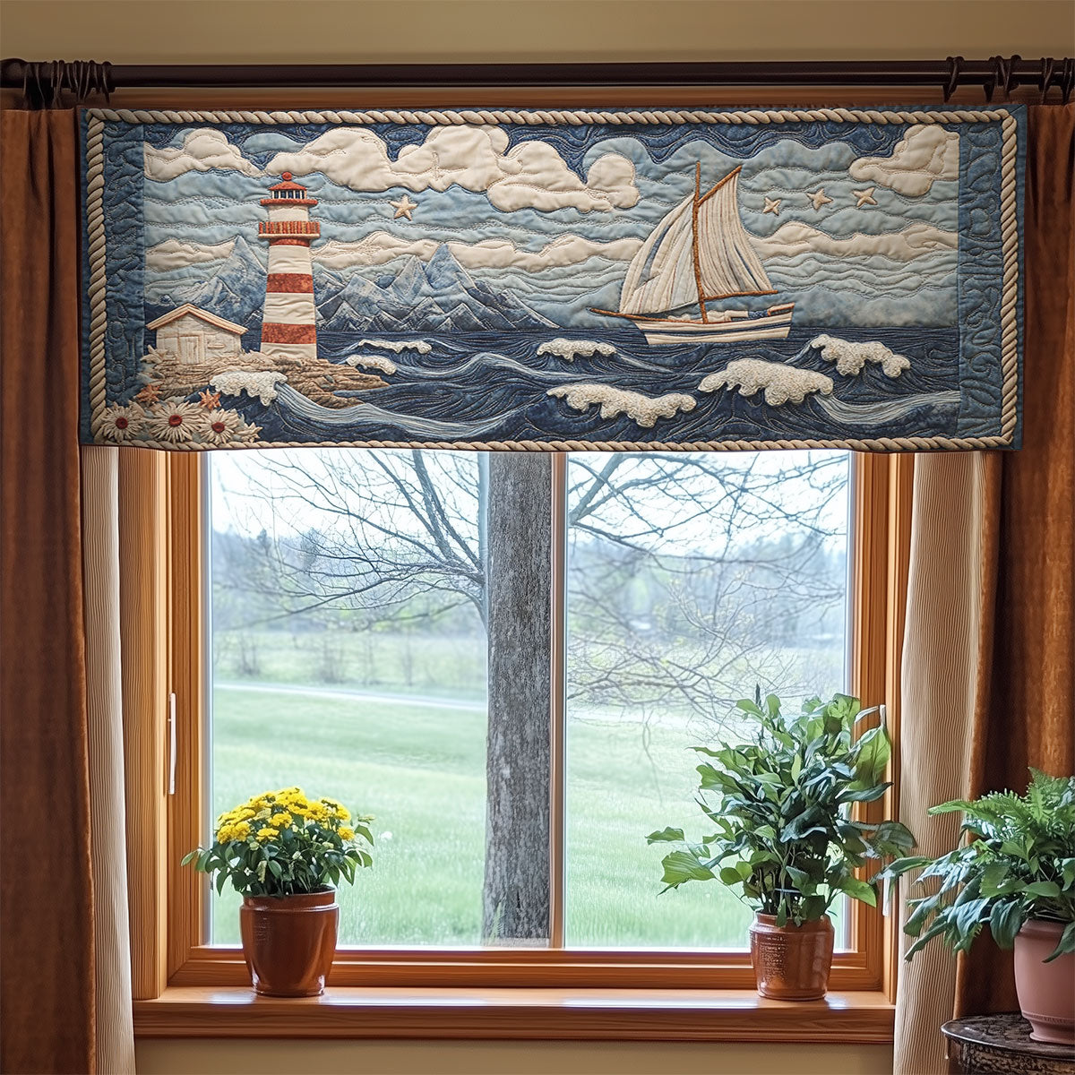 Lighthouse Journey WN0307083CL Quilted Valance