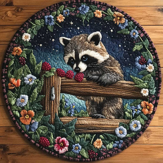 Midnight Raccoon WN2904034CL Quilted Round Mat