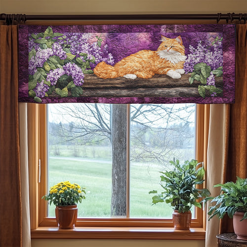 Cat Laying In Garden WY2904072CL Quilted Valance