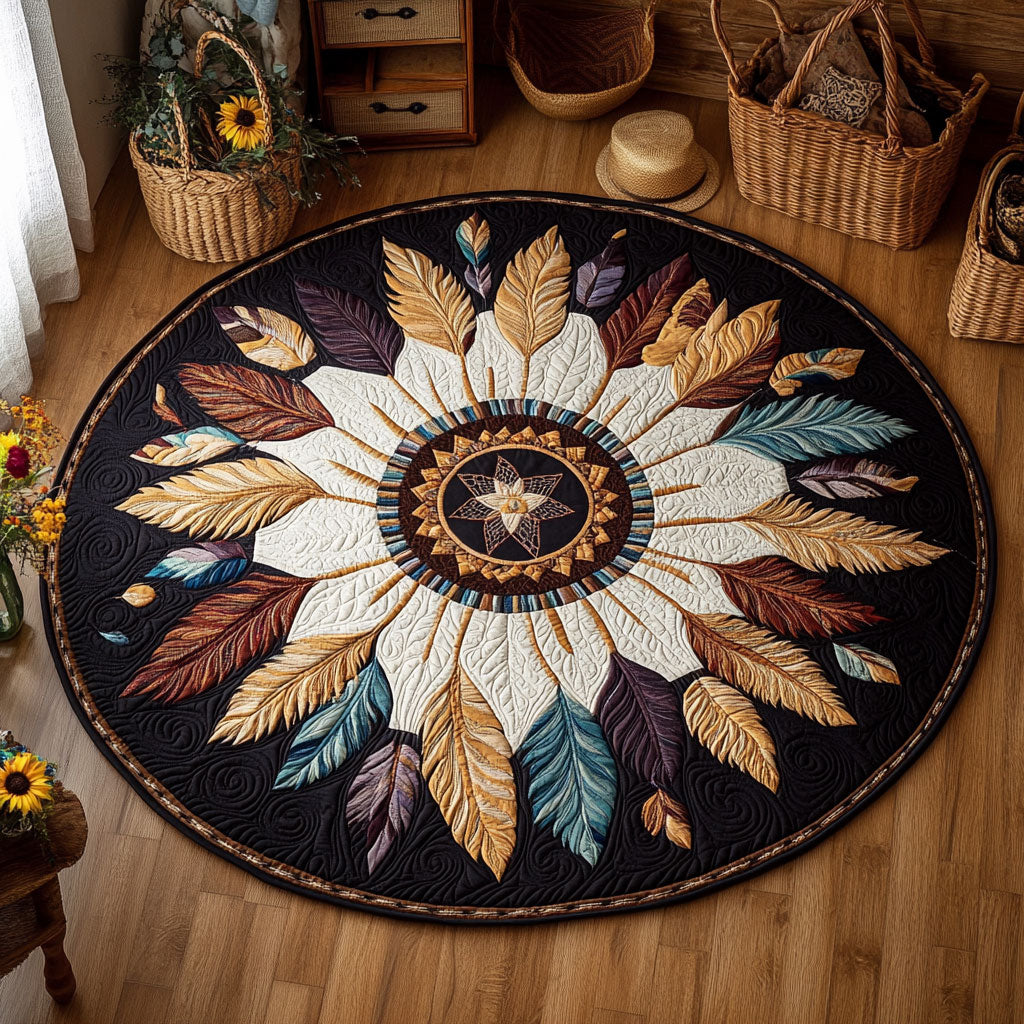 Mystic Feather Circle WY2805035CL Quilted Round Mat