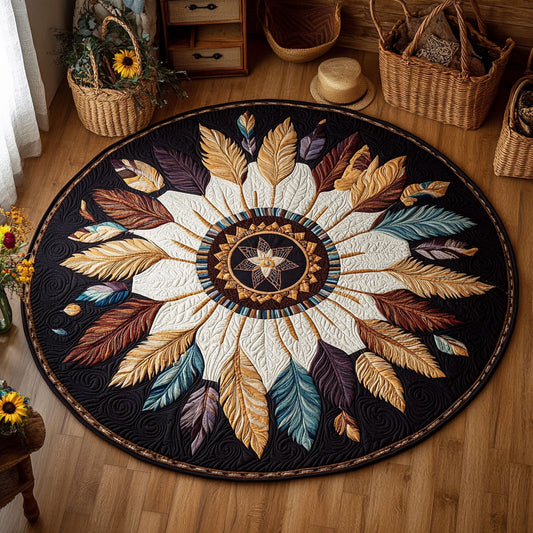 Mystic Feather Circle WY2805035CL Quilted Round Mat