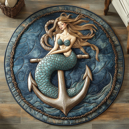 Mermaid Anchor WX1205018CL Quilted Round Mat