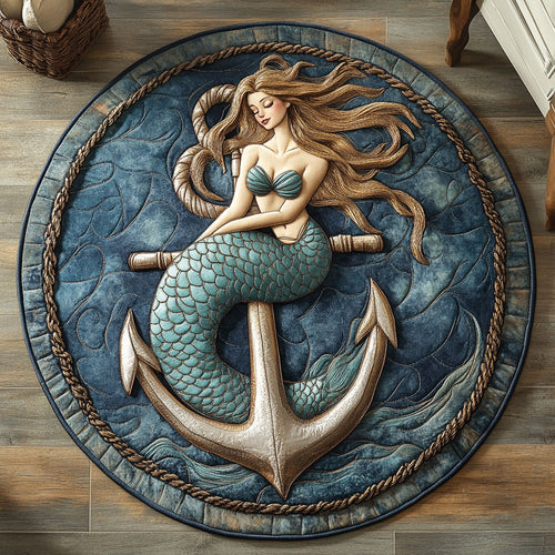 Mermaid Anchor WX1205018CL Quilted Round Mat