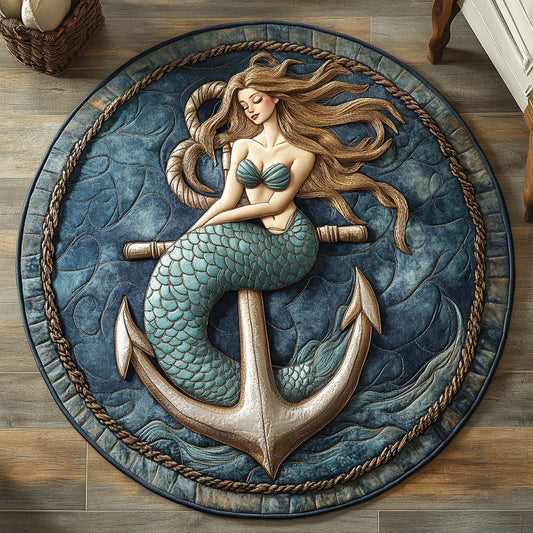 Mermaid Anchor WX1205018CL Quilted Round Mat