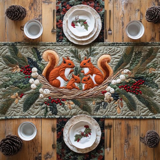 Squirrel Gathering WY0907038CL Quilted Table Runner