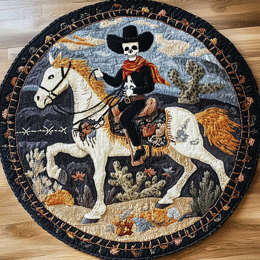 Wild West Skeleton Cowboy WN1205105CL Quilted Round Mat