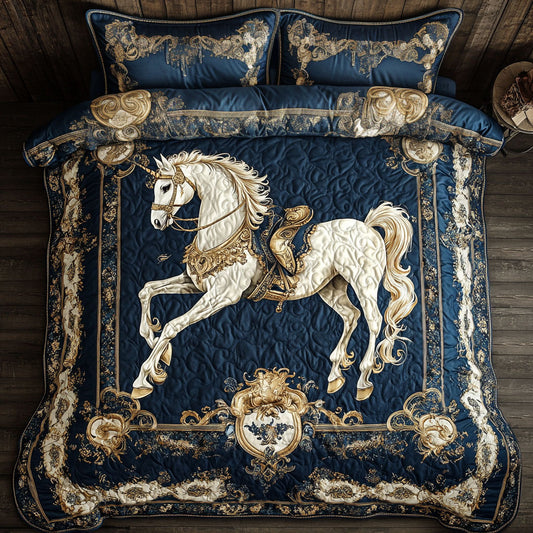 Royal Gold White Horse WY1801031CL Duvet Cover Set