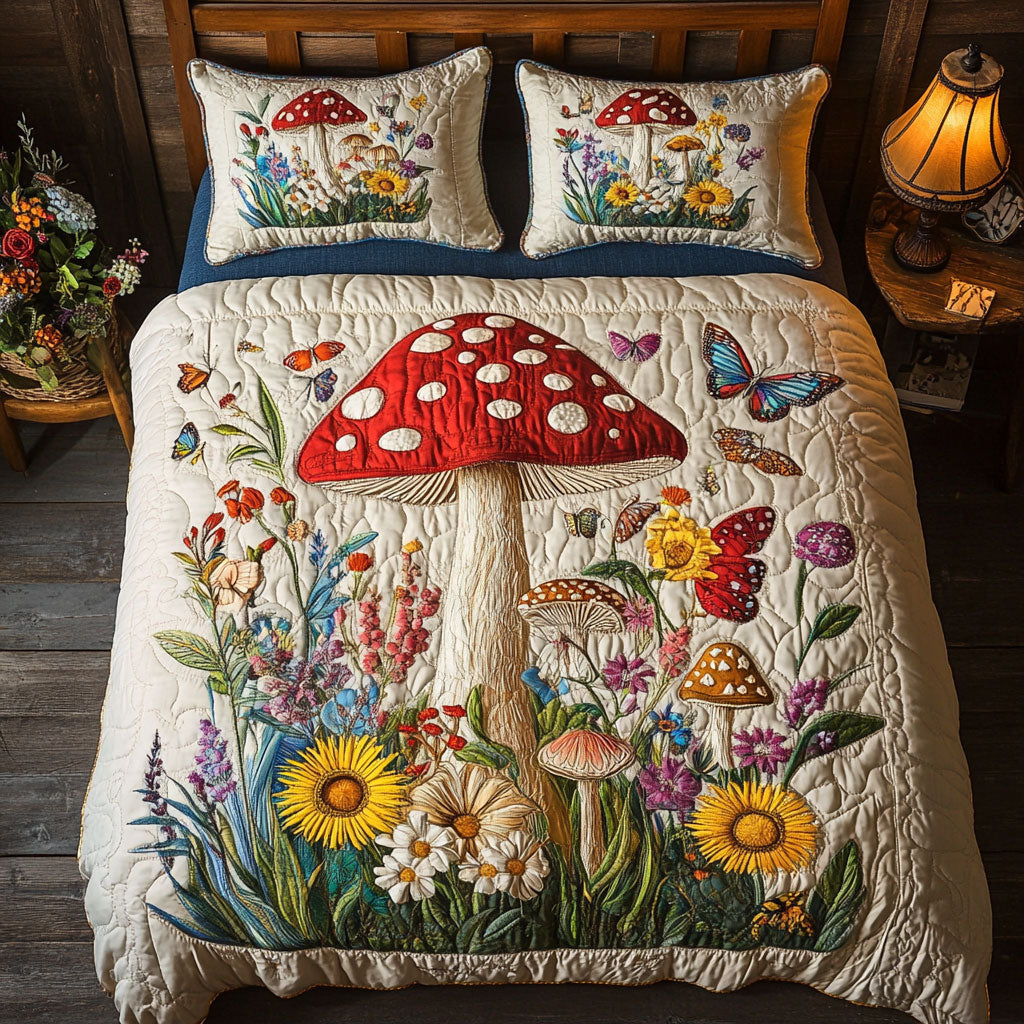 Mushroom Garden CW0207030CL Quilted Bedding Set