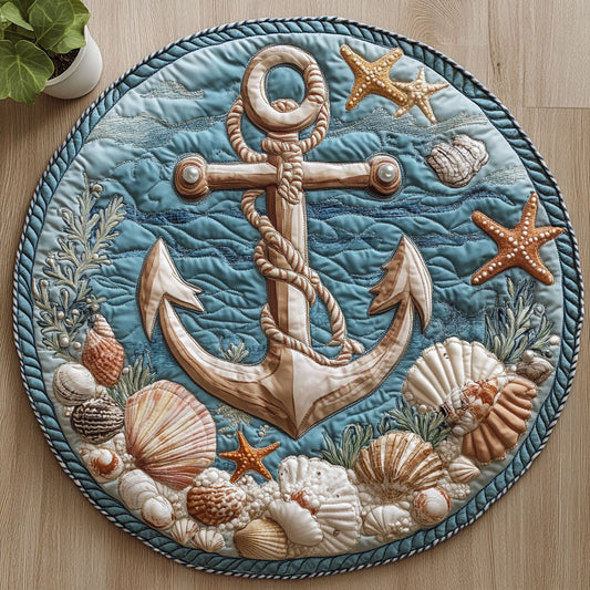 Ocean Anchor CW0207032CL Quilted Round Mat