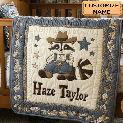 Little Raccoon Ranch WN3007071CL Personalized Baby Quilt