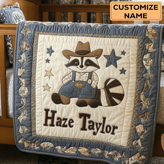 Little Raccoon Ranch WN3007071CL Personalized Baby Quilt