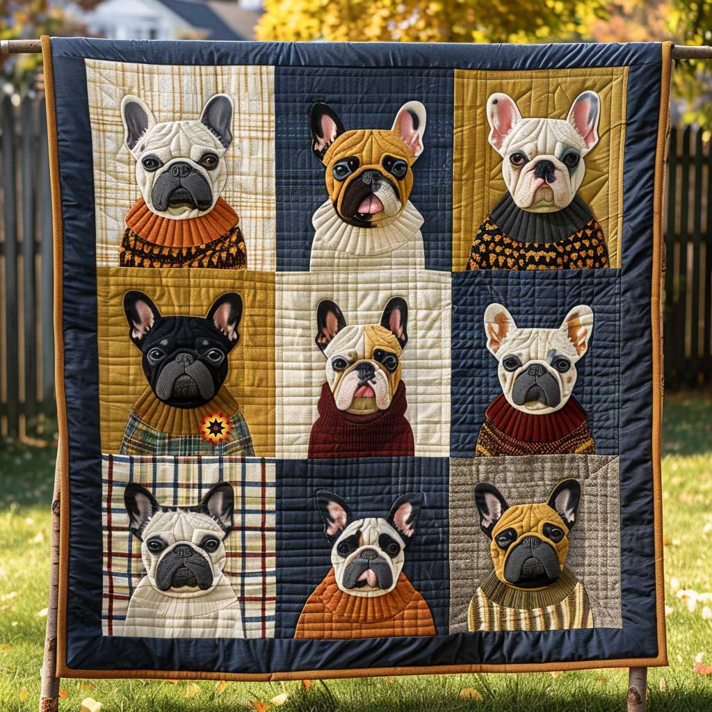 Fancy Winter French Bulldog WP3010028CL Quilt