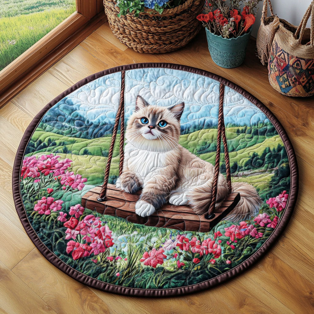 Kitty's Garden Swing WJ2504045CL Quilted Round Mat