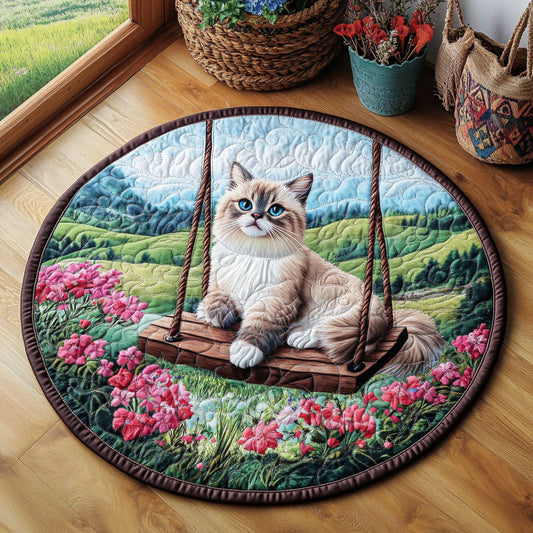 Kitty's Garden Swing WJ2504045CL Quilted Round Mat