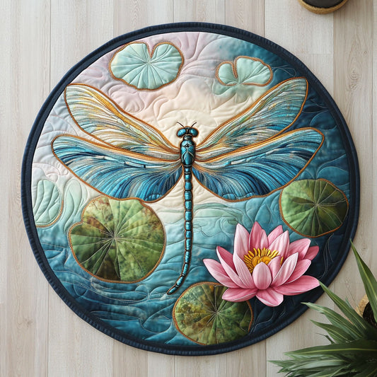 Dragonfly Lotus CW0307029CL Quilted Round Mat