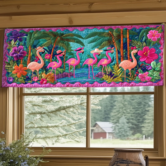 Hat Flamingos WY1505043CL Quilted Valance