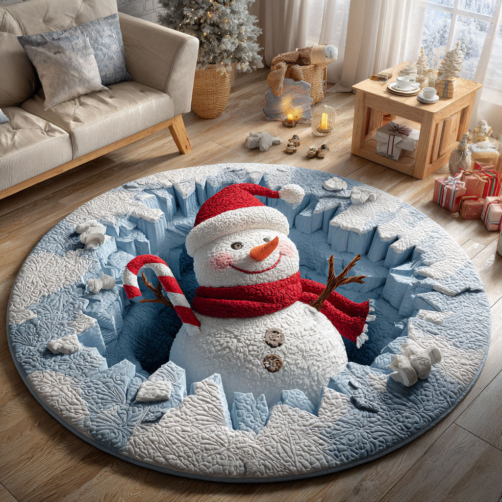 Christmas Snowman CW1111038CL Quilted Round Mat