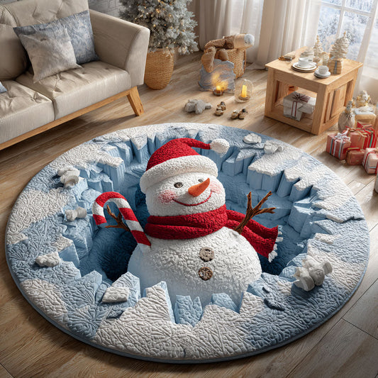 Christmas Snowman CW1111038CL Quilted Round Mat