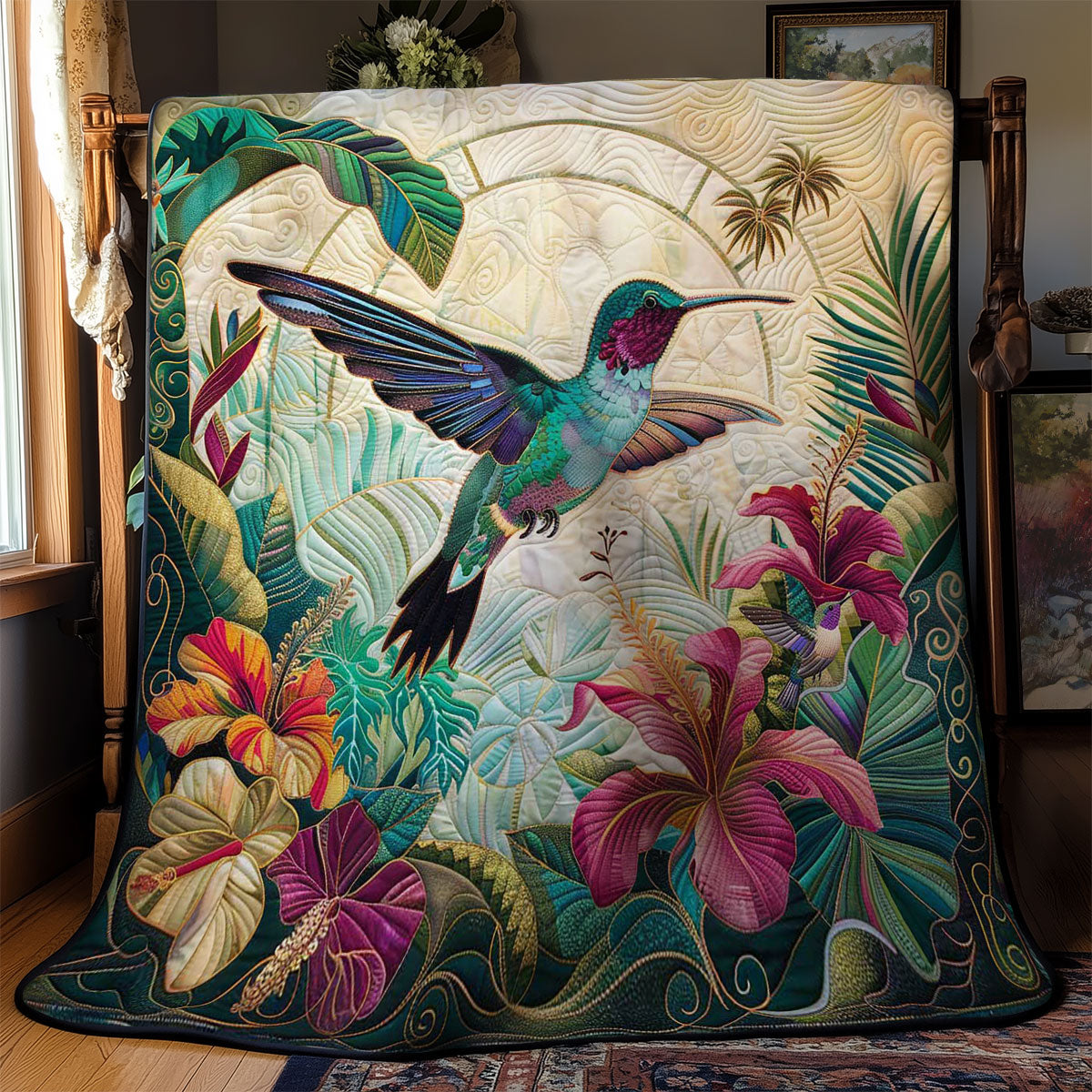 Hummingbird's Floral Flight WN1710022CL Quilt