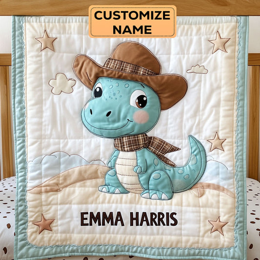 Little Dino Hug CW1807015CL Personalized Baby Quilt