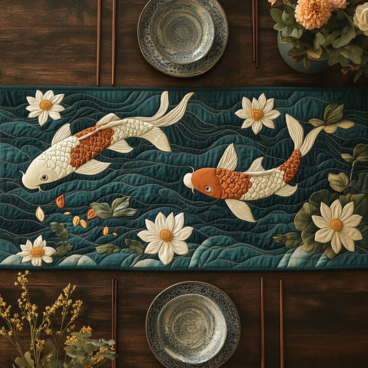 Lotus Koi Fish Dream WN2107031CL Quilted Table Runner