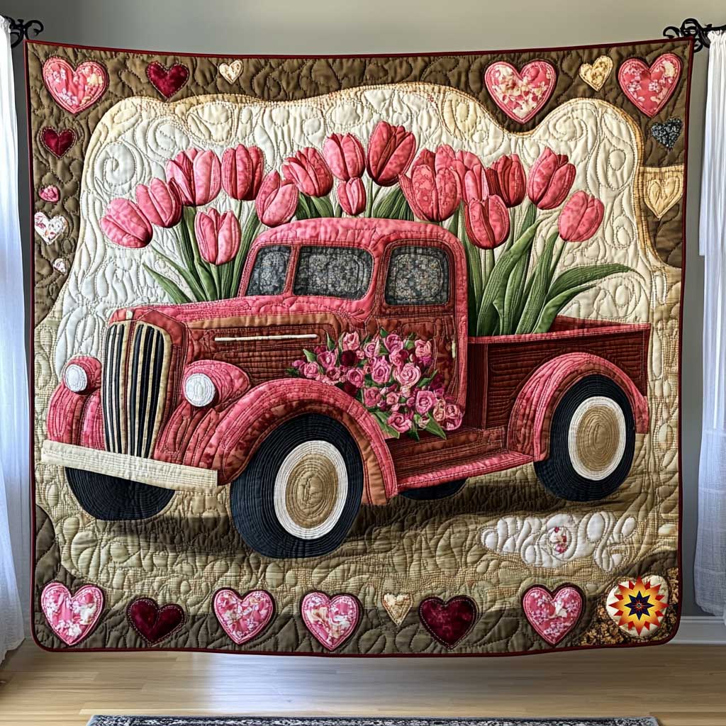 Tulips Vintage Truck WP1612023CL Quilt