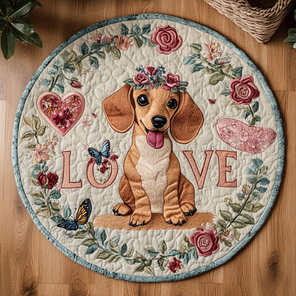 Dachshund Bloom WN0907020CL Quilted Round Mat