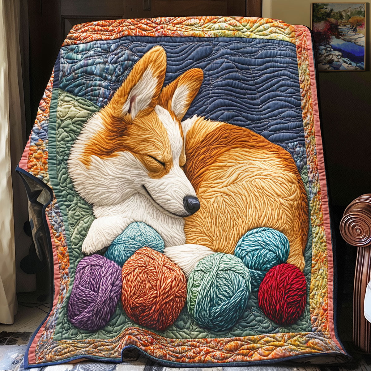 Cute Corgi Sleeping WY0901026CL Quilt