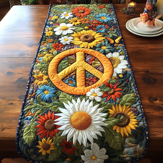 Floral Peace Sign CW2406016CL Quilted Table Runner